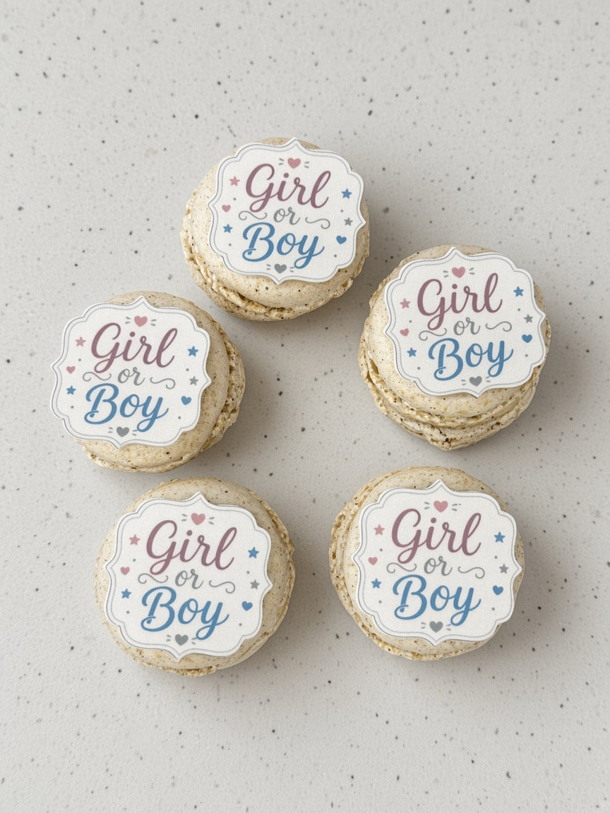 Ätbara babyshower-toppers pojke/flicka ca 3 cm