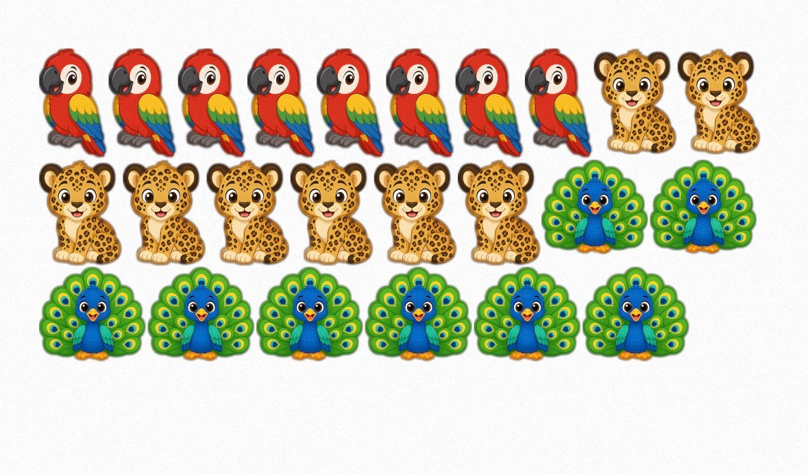 Ätbara toppers tema djur ca 3 cm