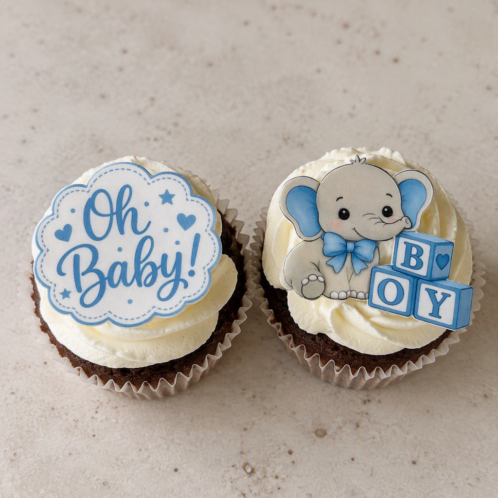 Ätbara babyshower-toppers pojke ca 5-6 cm