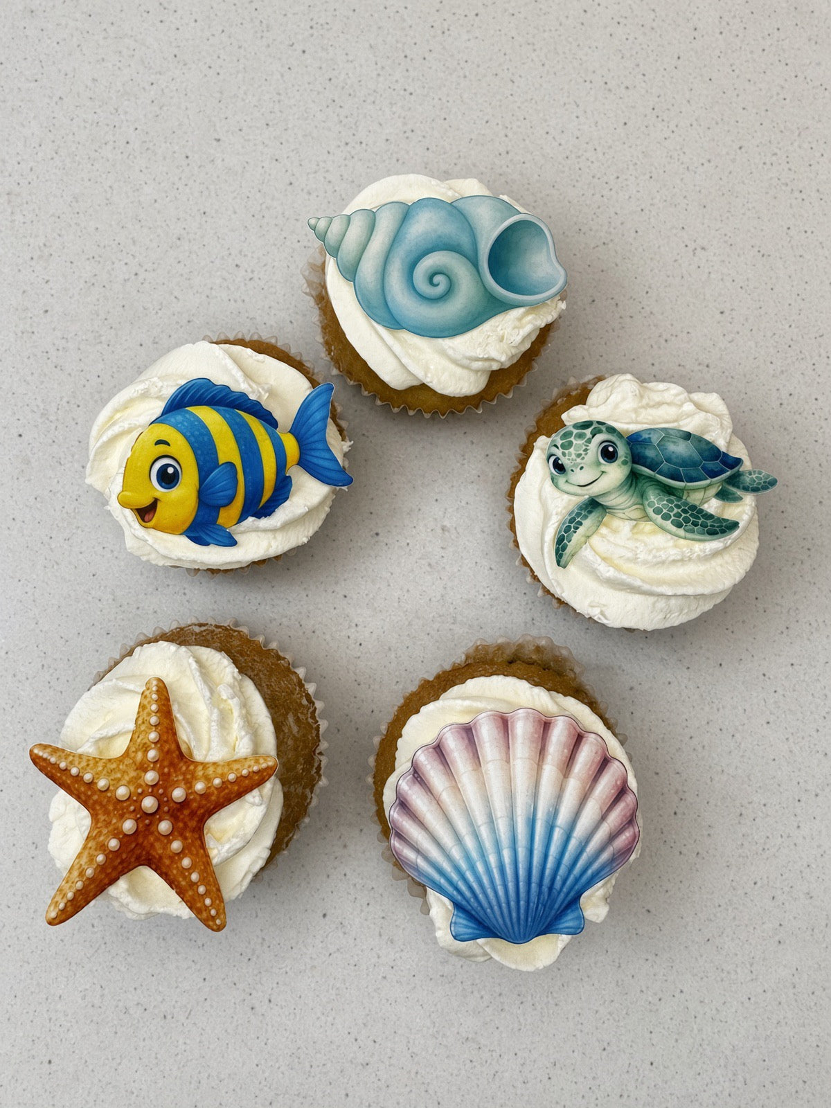 Ätbara toppers tema hav 5-6 cm