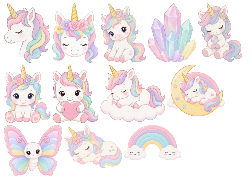 Ätbara unicorn-toppers ca 5-6 cm