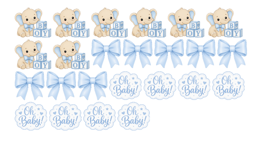 Ätbara babyshower-toppers pojke ca 3 cm