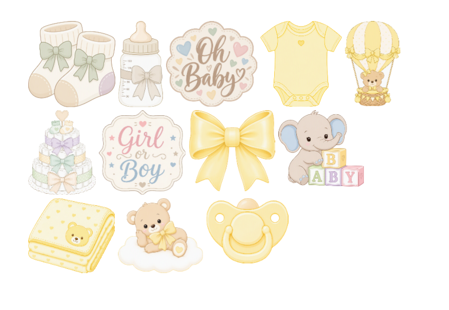 Ätbara babyshower-toppers pojke/flicka ca 5-6cm