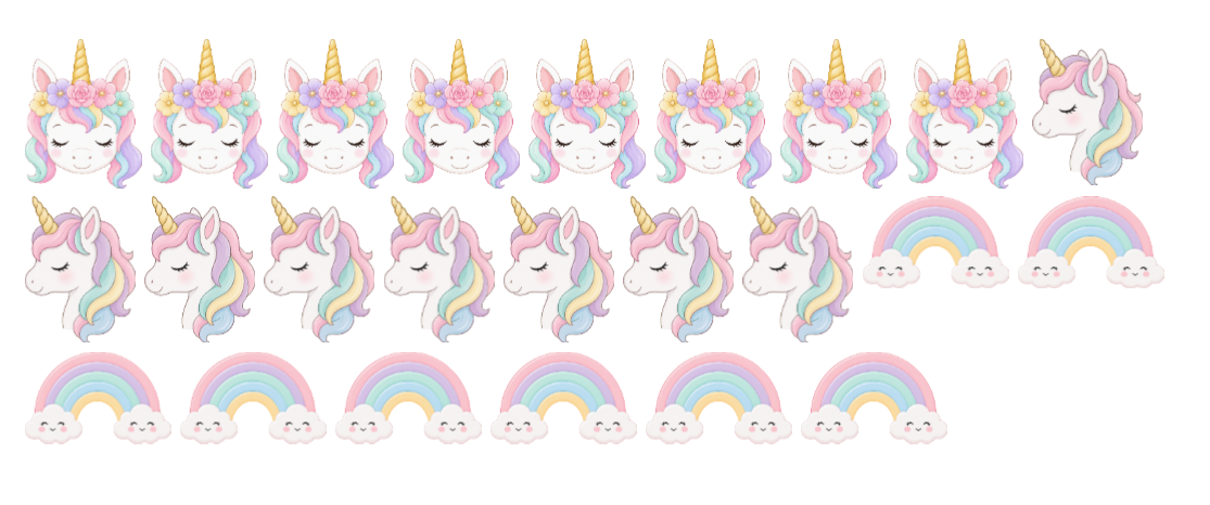 Ätbara unicorn toppers ca 3 cm
