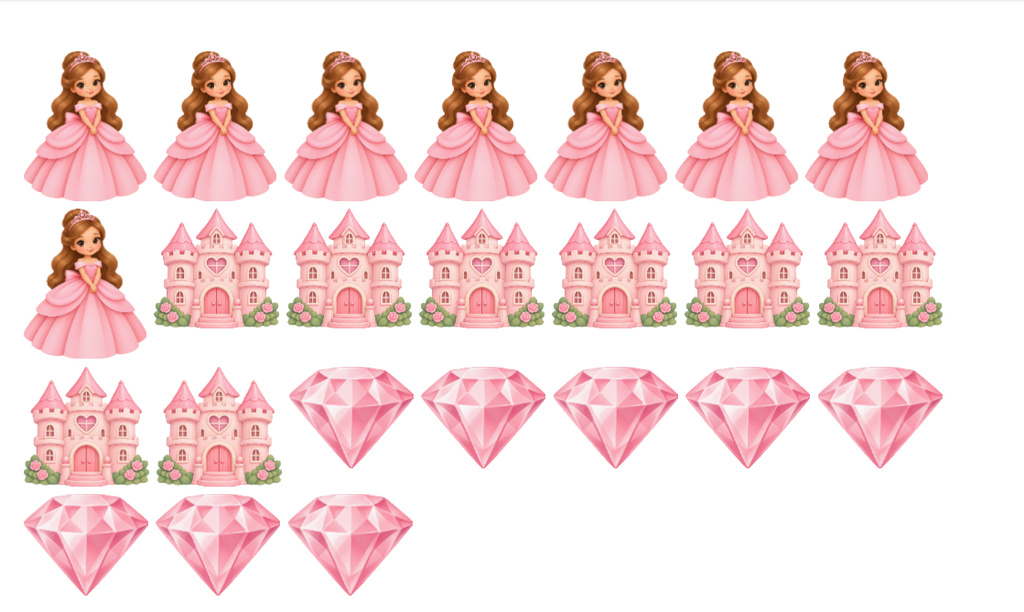 Ätbara prinsess-toppers ca 3 cm