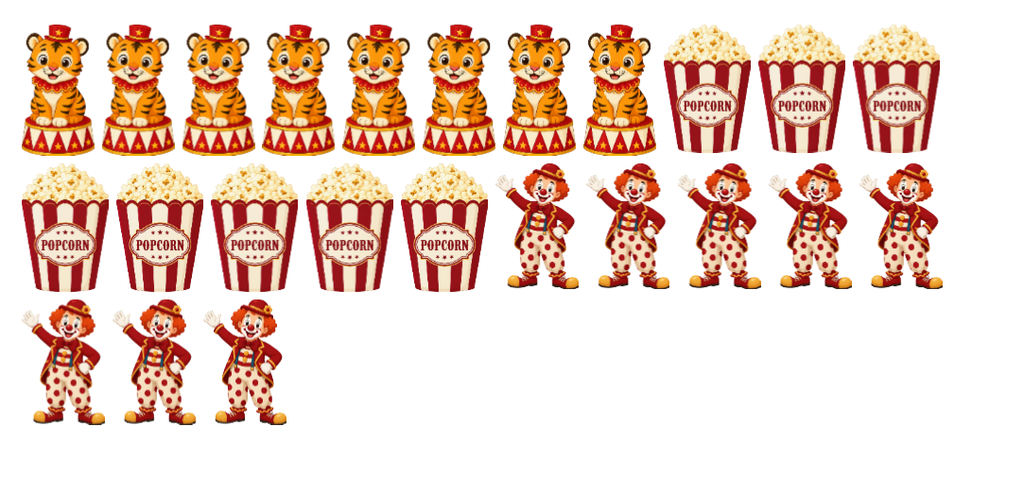 Ätbara cirkus-topper ca 3 cm