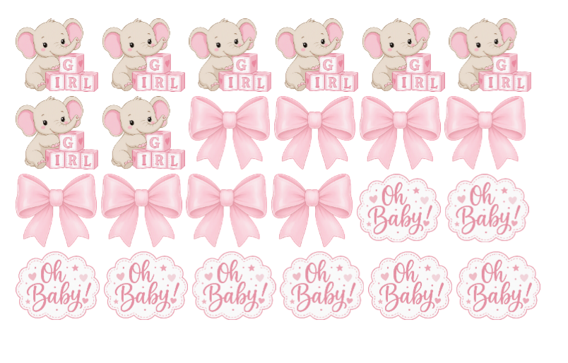 Ätbara babyshower-toppers flicka ca 3 cm