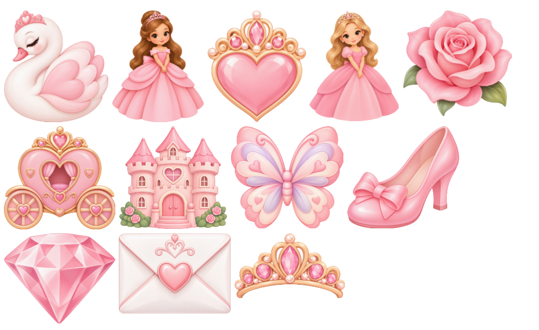 Ätbara prinsess-toppers ca 5-6 cm